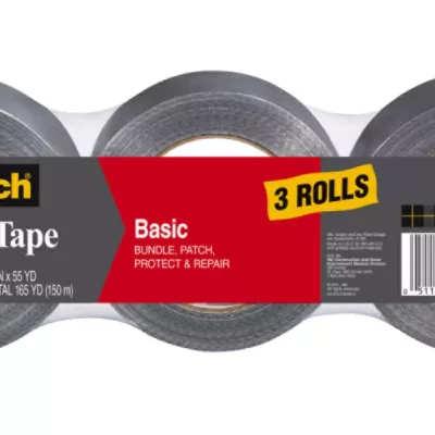 Scotch Basic Duct Tape with 1 19/50 Core 1 19/50 x 1 980 3 pk. - Silver