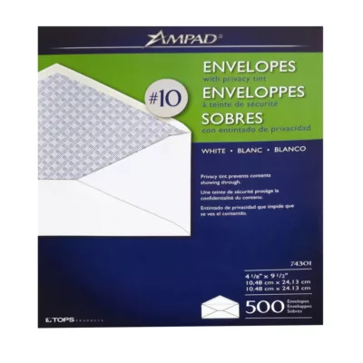 Ampad, #10 Envelopes, White Color, One Size, 500 Count Per Pack!