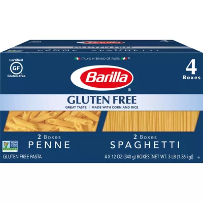 Barilla Gluten Free Penne and Spaghetti 4 Pack of 12 oz Boxes